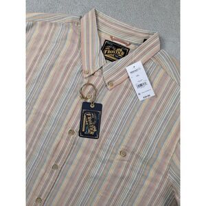 Frontier Threads Men's XXL Multicolor Stripe Short Sleeve Button Down Shirt NWT